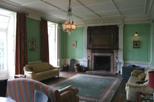 Drawing room with open fire